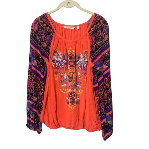 Soft Surrounding Blame Rio Floral Embroidered Boho Blouse Top sz M NWOT - Picture 2 of 9